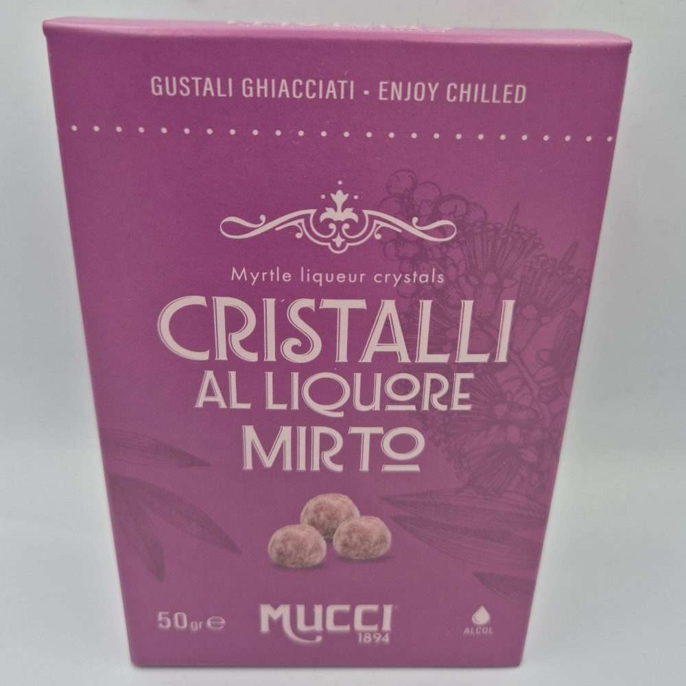 Cristalli Mucci® al liquore Mirto confezionati in monodose - Box 50gr. (Copia)
