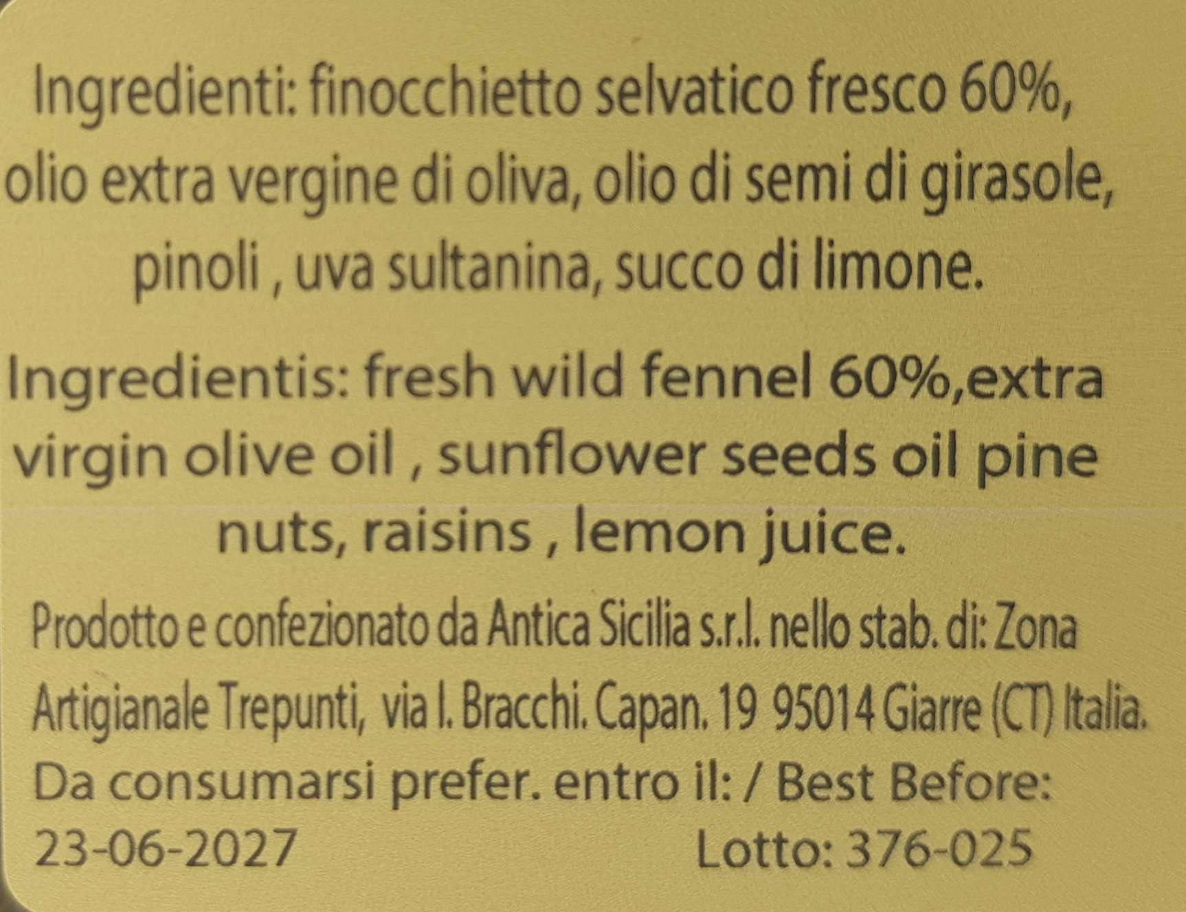 Pesto di Finocchietto Selvatico - Antica Sicilia