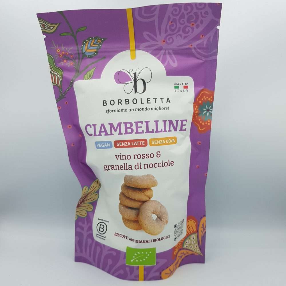 Biscotti Vegan - Ciambelline Vino Rosso e Mandorle - 200g. Borboletta